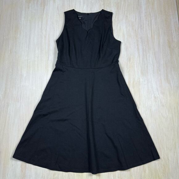 Talbots Black Sleeveless Scallop Neck Ponte Knit Dress Size 6 - Picture 1 of 15